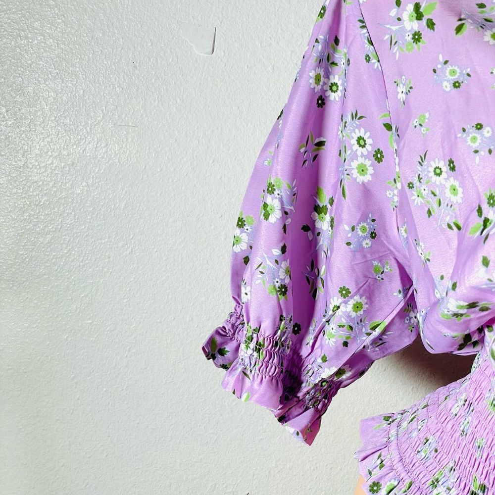 NWT Wishing Waves Sz 2XL Lilac Purple floral print Elastic waist beautiful top - Picture 6 of 12